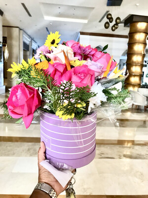 Roses, Chrysanthemums and Greenery in a Box