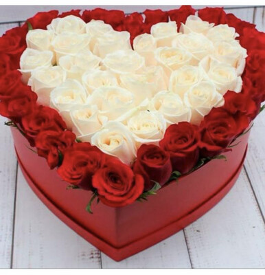 45 Roses in a Heart Box