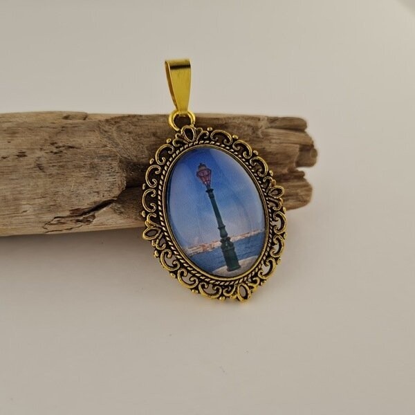 Medaillon "Laterne Punta della Dogana" Antikgold Oval