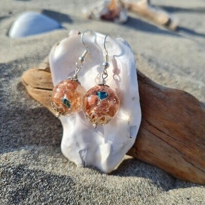 Ohrringe "Kupfergold" - echtes Muranoglas & Silber