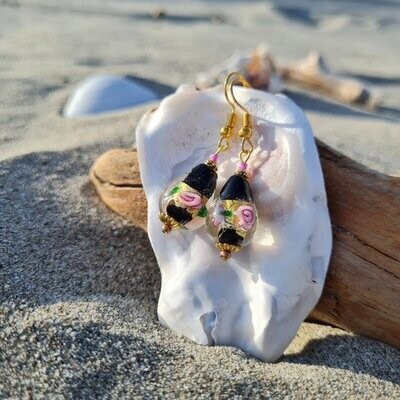 Ohrringe "Chinoise" - Glasperlen & Gold