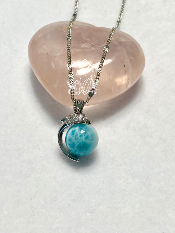 Larimar Bead Pendant in 925 Silver Necklace (Daria)