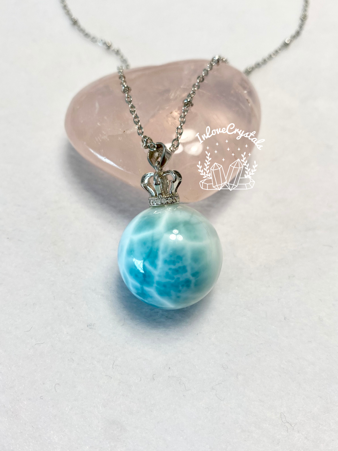 Larimar Crown Pendant with 925 Silver Necklace (Iluka)