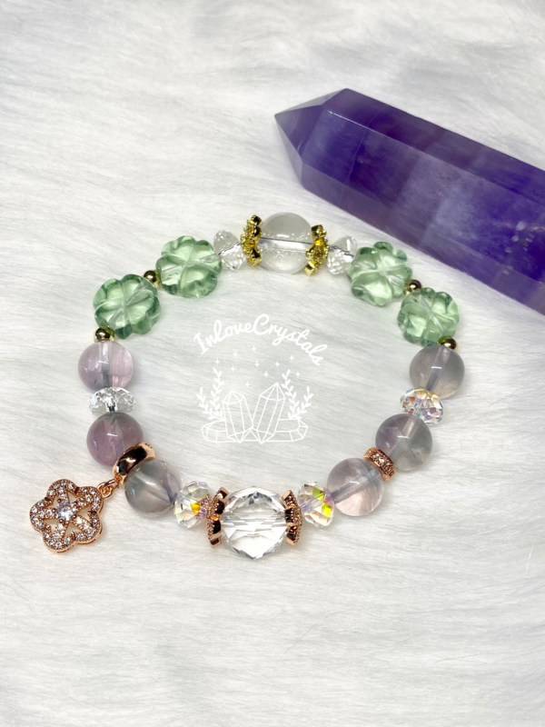 Fluorite &amp; Clear Quartz Bracelet (Clara)