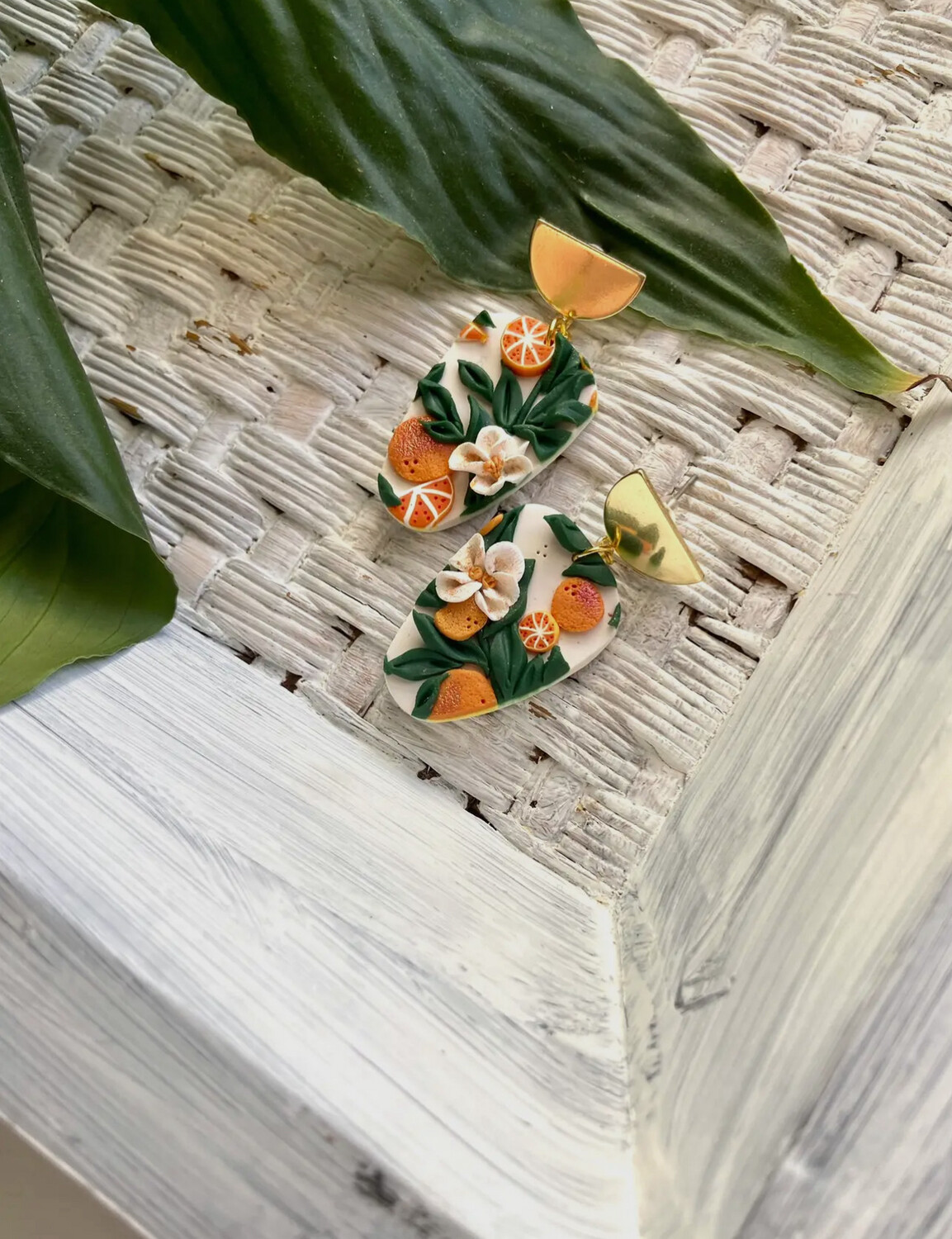 Orange Flower Blossom Earrings
