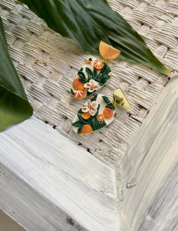 Orange Flower Blossom Earrings