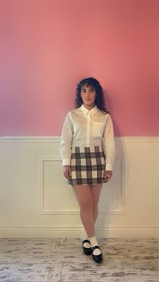 Brushed Plaid Mini Skirt