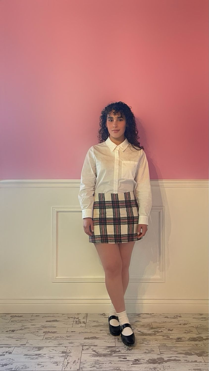 Brushed Plaid Mini Skirt
