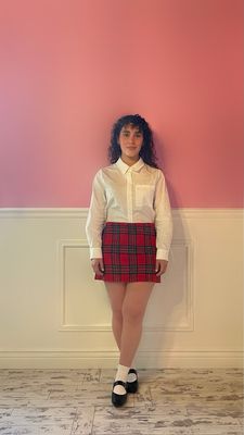 Brushed Plaid Mini Skirt