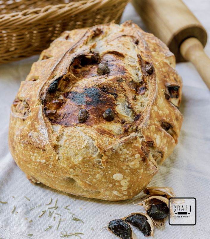 Black garlic and Cheddar Sourdough