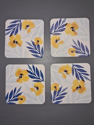 Blue and Yellow Floral Coasters