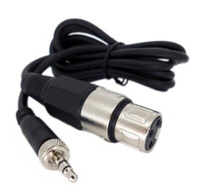 Black cable with XLR female 3 pin socket and Sennheiser threaded mini jack plug
