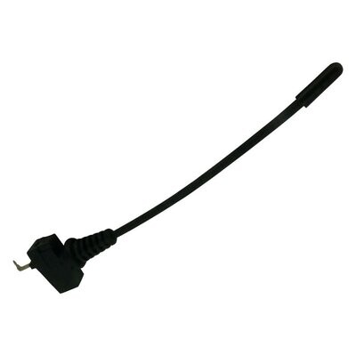 Sennheiser black flexible antenna for a wireless body pack with a metal solder tag at it's base.