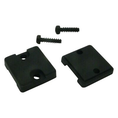 Black cable clamp plates with two black screws for Sennheiser HD 25 headphones