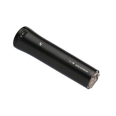 Black tapered conical microphone grip body with logo and a mute button shown against a white backgr…