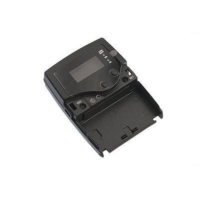 Sennheiser top front and rear bodypack housing sections with clear screen cover on a white backgrou…
