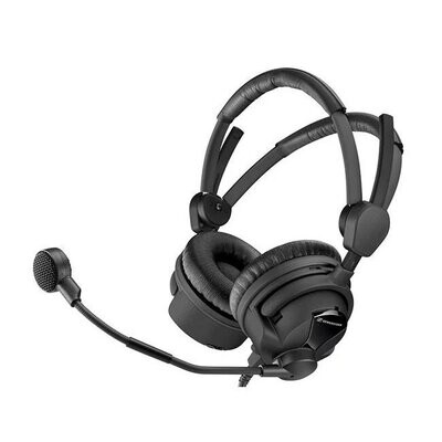 Black Sennheiser HMD 26 double sided headset with split headband and dynamic mic boom arm