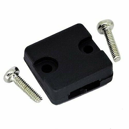 Black molded plastic clamp for Sennheiser HD25 headphone lead with two holes and two metal screws o…