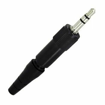 Sennheiser replacement threaded audio jack with black body on a white background