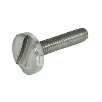 Sennheiser slotted flat head silvery threaded nut for Sennheiser HD25 headphone headband on a white background