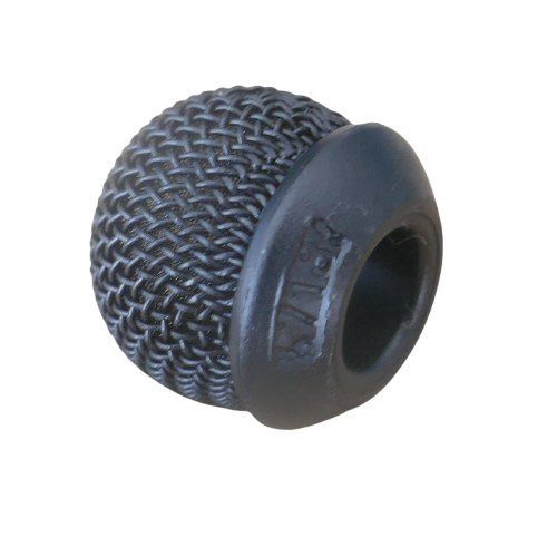 Sennheiser small round black shaped hollow wire mesh mic basket with internal foam and circular entrance for MKE 2 microphone