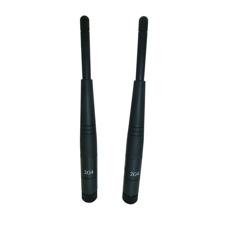 Two Sennheiser black upright panel mounting antennae 2G4 on a white background 