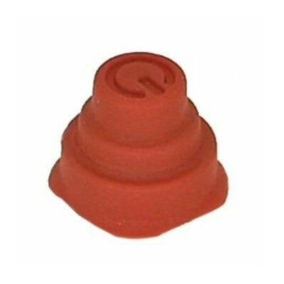 Stepped Red molded switch cover with pressed indent symbol of on off function on a white background