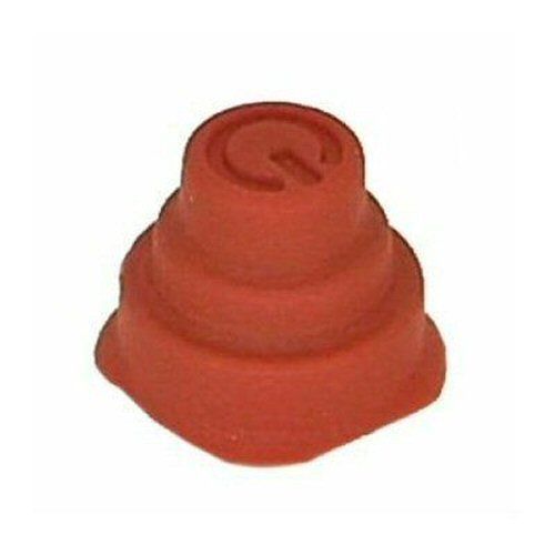 Red Power Switch Button cover for G3 and G4 SKM Handheld Mics Stepped Red molded switch cover with pressed indent symbol of on off function on a white background