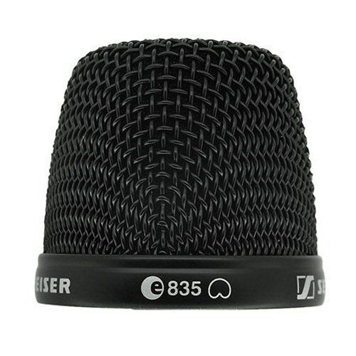 Black dome shape mic basket top section with e835 and cardioid symbol on a white background