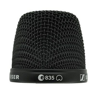MMD 835-1 Mic Basket top for G3 and G4 microphones Black dome shape mic basket top section with e835 and cardioid symbol on a white background