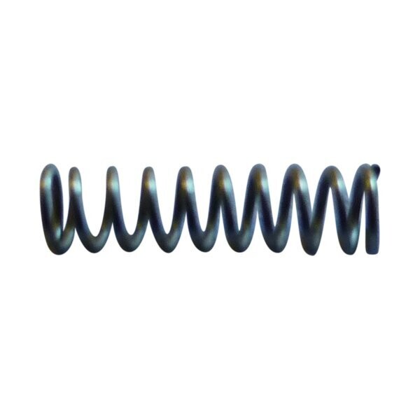 Spring for G3 Bodypack Battery Cover latches Sennheiser Horizontal short small coiled metal spring on a white background