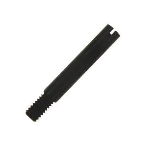 Sennheiser MKH416 small black grub screw round metal shaft slotted one end and threaded at the other end on white background