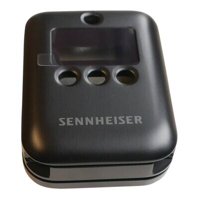 Front bottom view of Sennheiser SK6212 black bodypack housing assembly part number 582936 