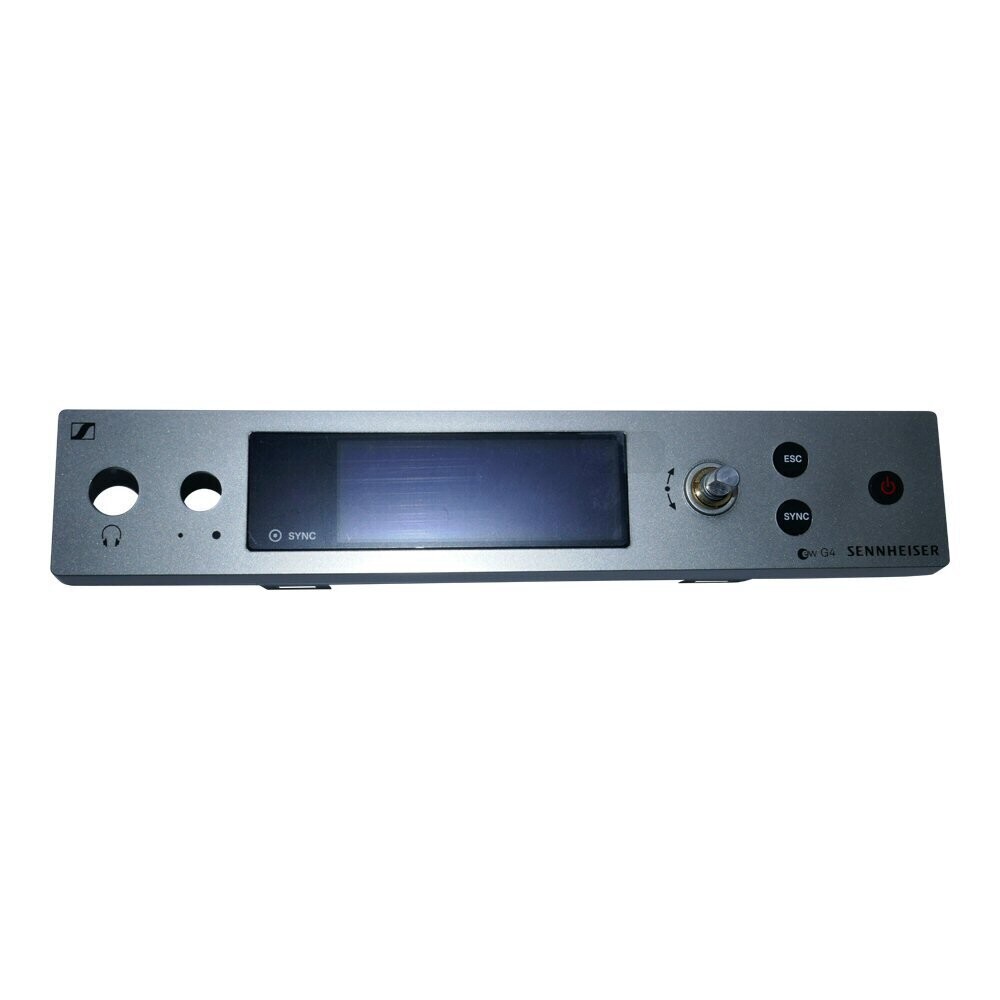 Sennheiser front panel module for EM30-500 G4 receiver with buttons and LCD plus screen cover on a white background