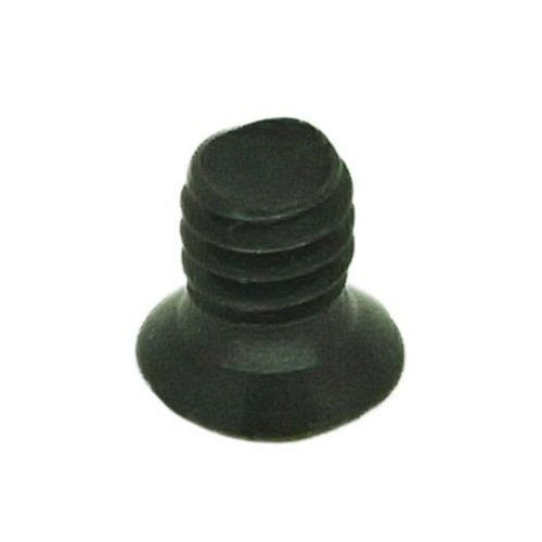 Very small black screw head down thread upon a white background