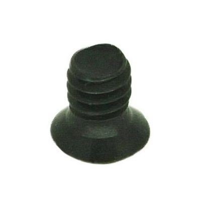 Very small black screw head down thread upon a white background