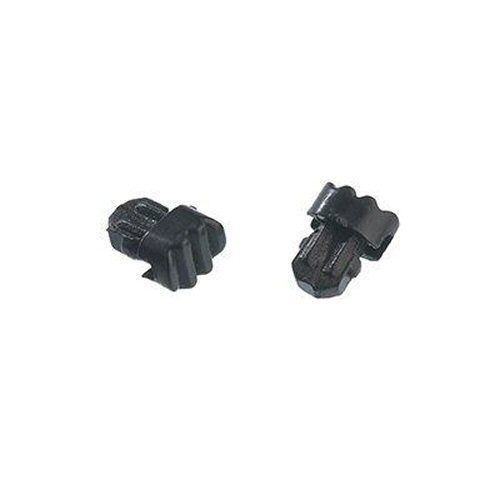 Two black molded switch knobs with 
striated finger grooves on a white background for MKE 600 micro…