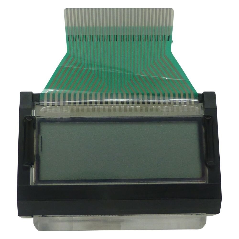 Sennheiser LCD module with top exiting flexible flat multipin ribbon connector on a white background