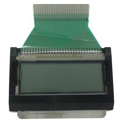 Sennheiser LCD module with top exiting flexible flat multipin ribbon connector on a white background