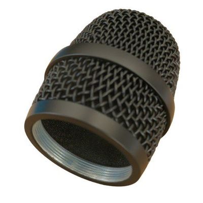 XSW Mic Basket angled view showing internal thread internal foam of a black Sennheiser mic basket on a white background