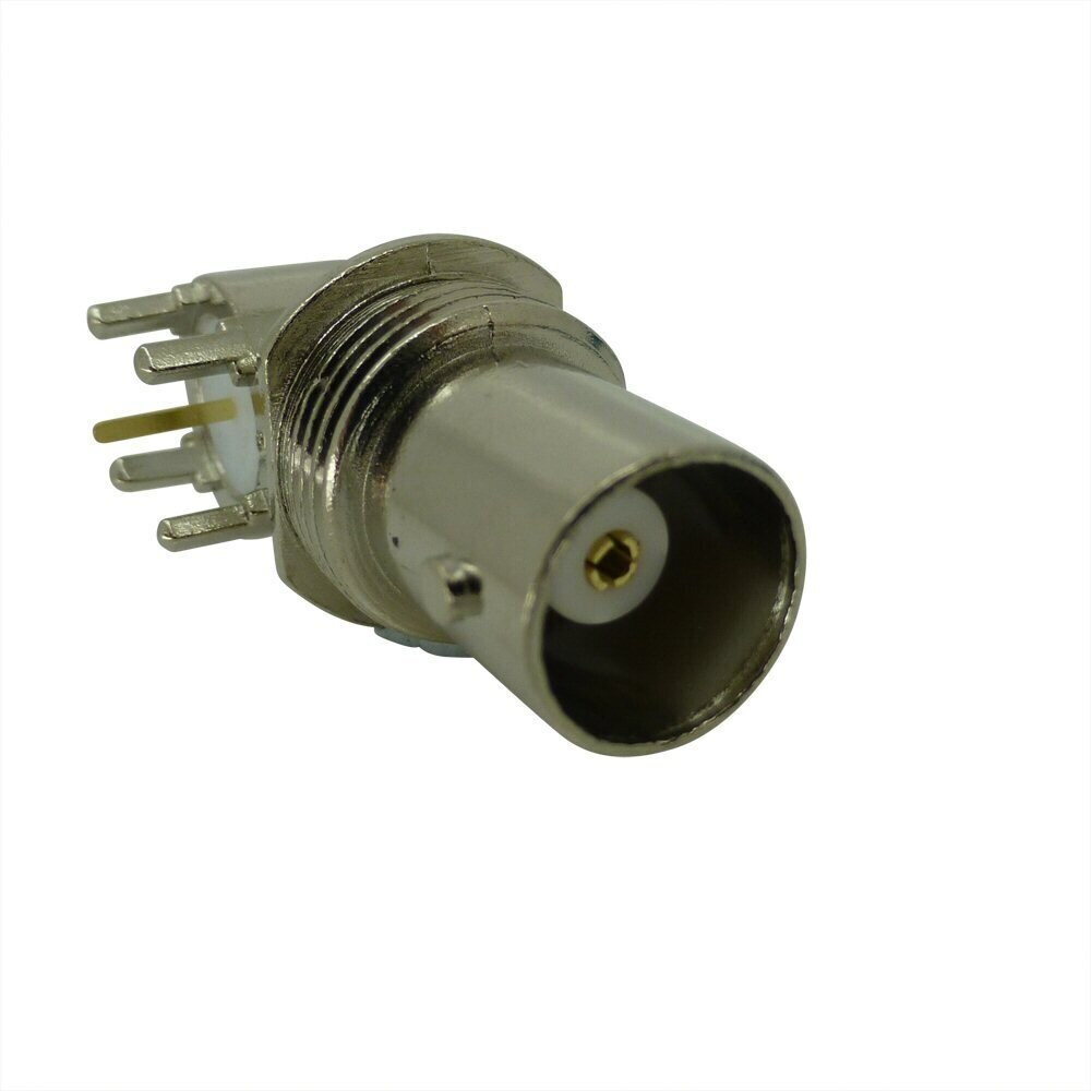 G3 BNC connector with angled PCB connection Sennheiser panel mounting UHF b.n.c. connector with right angle solder pins for PCB mounting | Part number 592429