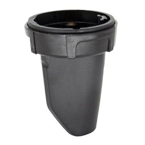 Sennheiser black round collet with ring with a hollow wedge base for an antenna cover on a white background