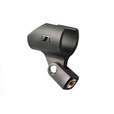 Black mic clamp with stand adapter and pivot for a Sennheiser SKM6000 mic shown on a white background