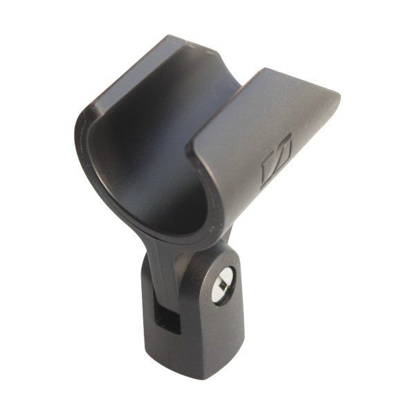Black mic clamp with pivot for a Sennheiser SKM6000 mic shown on a white background part number 549099