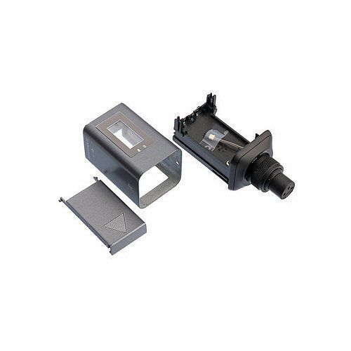 three pieces side by side of a black metal housing in black with a XLR connector for a Sennheiser SKP G4 plug on transmitter