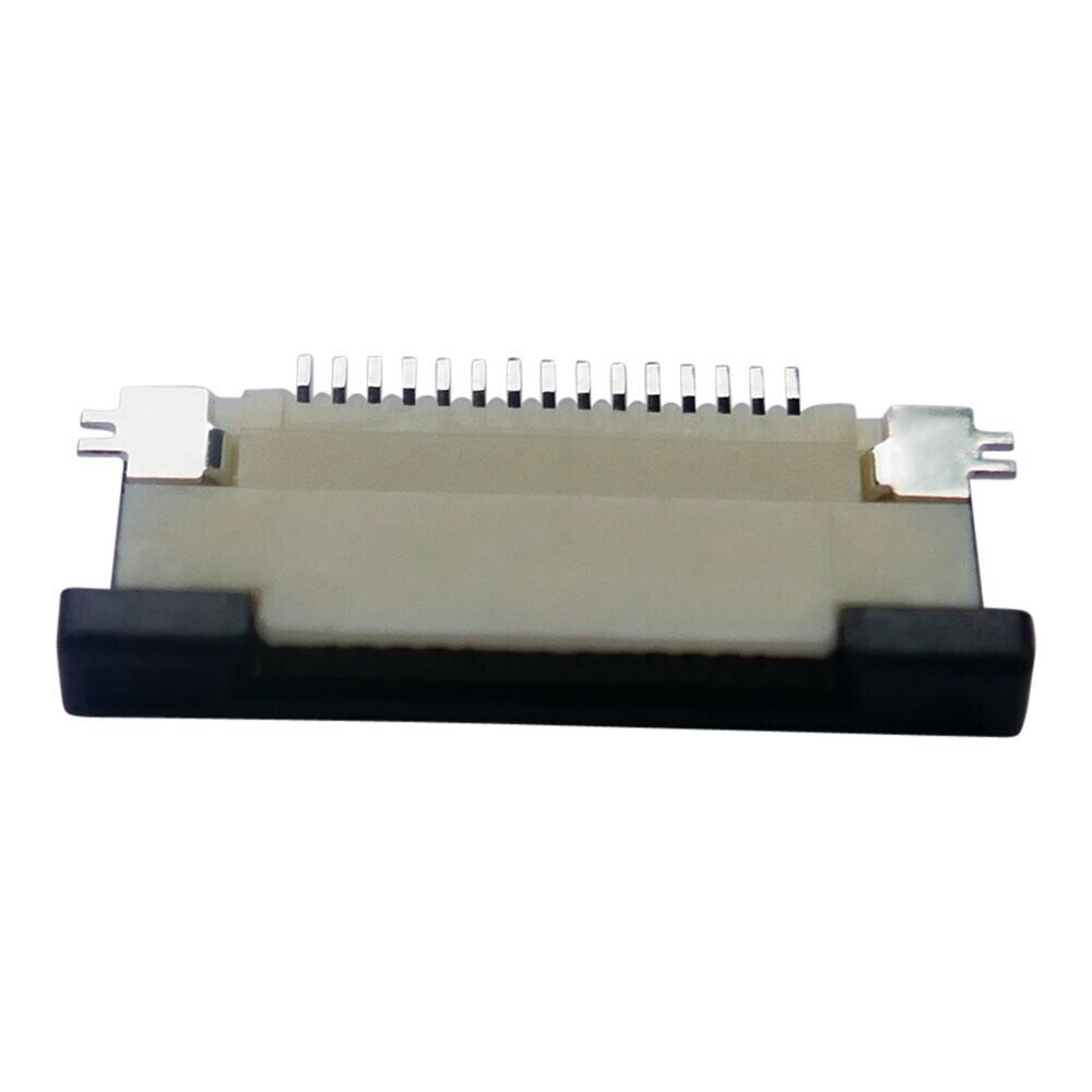 PCB mounted long solder mounted connector with 15 contact pins for tracks and black front plate part 072475
