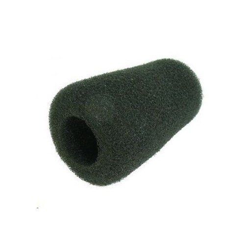Black concial foam windshield for an HMD 414 boo mic showing round aperture at one end shown on a white background