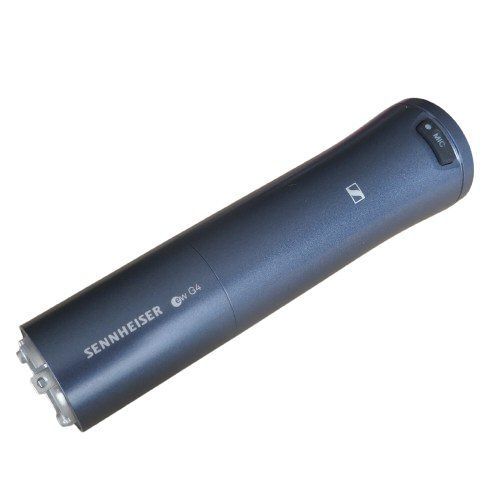 Sennheiser black SKM 100 G4 black hollow tapered cylindrical mic grip with mic mute switch on a white background