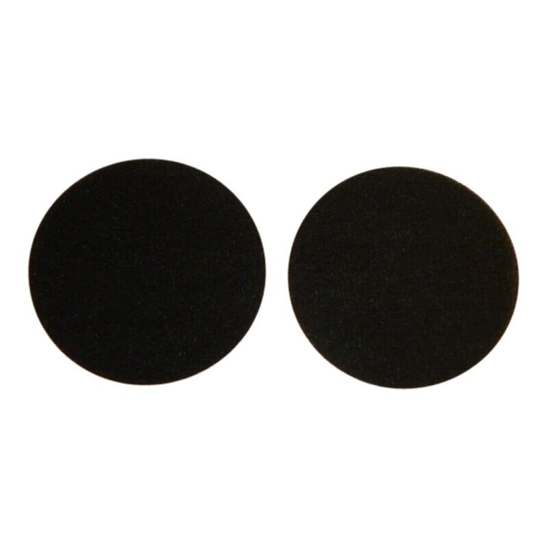 Two black foam discs for Sennheiser headphones shown on a white background