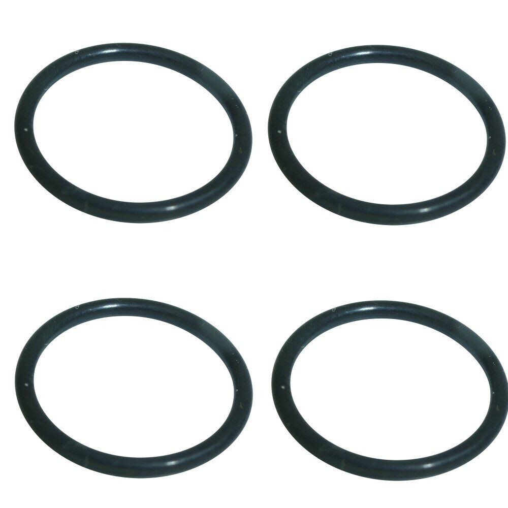Four black rubber O rings of equal size for a Sennheiser  MZS 40 on a white background